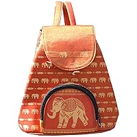 Triangle Shape Erawan Backpack Large Thai Elephant Pocket Gold Orange