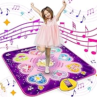 Dance Mat Toys for 3 4 5 6 7 8+ Girls, Game Toy Gift for Kids Girls with 7 Game Modes, Musical Dancing Pad with LED Lights, Adjustable Volume, Built-in Music, Birthday Toys for Girls