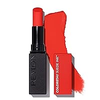 REVLON Lipstick, ColorStay Suede Ink, Built-in Primer, Infused with Vitamin E, Waterproof, Smudge-proof, Matte Color, 007 Feed the Flame, 0.09 oz.