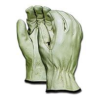 MCR Safety 3402M Grain Pigskin Driver CD Grade Economy Gloves with Straight Thumb, Cream, Men's Medium, 1-Pair
