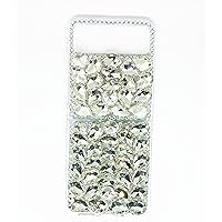 Cellular Phone Case for Moto Razr 2023/40, 3D Handmade Sparkle Crystal Diamond Bling Glitter, Full White