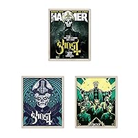 Generic Band Ghost Poster Metal Rock Posters for Room Aesthetic Vintage Music Wall Art Girl and Boy Teens Dorm Decor Set of 3 8in x 10in Unframed