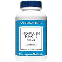 The Vitamin Shoppe No Flush Niacin 500MG, Supports Cholesterol Levels Already Within The Normal Range, Supports Metabolism & Energy Production, Once Daily (300 Capsules)