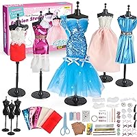 YWXFCH Fashion Designer Kits for Girls, DIY Creative Art Sewing Kit for Kids, 3 Mannequin Stand, STEM Toys Crafts for Girls Ages 8-12, Gift for Teens Girls Kids Age 6 7 8 9 10 11 12+