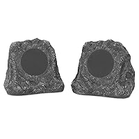 Victrola Outdoor Rock Speaker Pair - Wireless Bluetooth Speakers for Garden, Patio, Waterproof Design, Built for all Seasons, Rechargeable Battery, Wireless Music Streaming, Charcoal