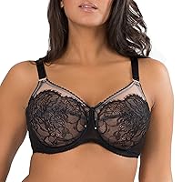 Women's Full Coverage Unlined Underwire, Lace & Mesh See, Plus Size Lingerie Inspired Retro Bra
