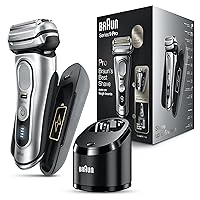 Electric Razor for Men, Waterproof Foil Shaver, Series 9 Pro 9477cc, Wet & Dry Shave, with Portable Charging Case, ProLift Beard Trimmer, 5-in-1 Cleaning & Charging SmartCare Center, Silver