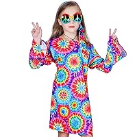 Girl's 60s 70s Flower Hippie Costume Fancy Dress