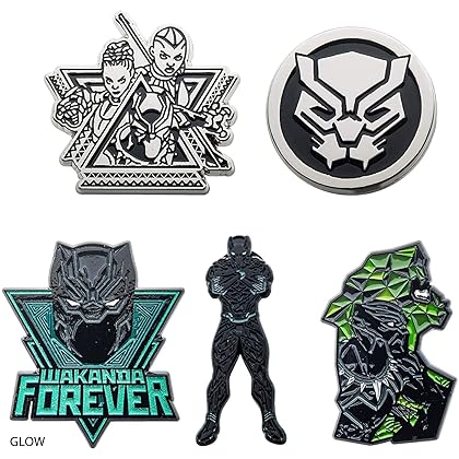 Marvel Studios: Black Panther Wakanda Forever Metal-based and Enamel 5 Lapel Pin Set with an Officially Licensed Wakanda Forever Window Box (Amazon Exclusive).