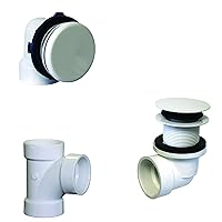 Westbrass Illusionary Overflow Sch. 40 PVC Plumbers Pack with Tip-Toe Bath Drain, Powder Coat White, D593PHRK-50