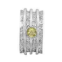 Spinner Ring with Peridot 925 Sterling Silver Fidget Band Meditation Ring for Men Women Anxiety Stress Relieving Size 5