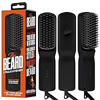 Beard Straightener for Men Brush by Wild Willies - 2-in-1 Heated Beard Straightening Comb , 3 Temperature Settings - Anti-Scalding & Ionic Technology Eliminates Frizz