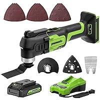 Greenworks 24V Cordless Multi-Tool, Oscillating Tool for Cutting/Nailing/Scraping/Sanding with 6 Variable Speed Control, 2.0Ah USB (Power Bank) Battery, 2A Charger and 13 Accessories Included