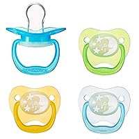 Amazon Brand - Mama Bear Glow-in-the-Dark Baby Pacifier, Stage 1 (0-6M), BPA Free, Assorted Colors (Pack of 4)