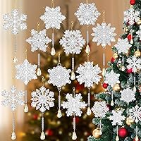 12 Pcs Winter Snowflake Diamond Painting Keychains Kits 5d Christmas Diamond Painting Ornaments Hanging Pendant Diamond Painting Art DIY for Craft Winter Holiday Party Supply(Classic Style)