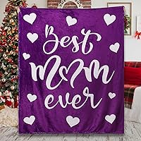 Best Mom Ever Blankets Mom Blanket Gifts for Mom Soft Plush Throw Blankets from Your Favorite Son Daughter Mom Birthday, (Purple)