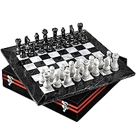 UMAID Marble Chess Set with Luxury Storage Box, Chess Board 12” White & Black Onyx Marble Chess Sets & Marble Chess Pieces, Unique Chess Sets for Adults and Modern Chess Boards Decor