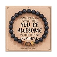 HGDEER Natural Stone Healing Bracelet, Sometimes Your Forget You're Awesome Reminder Bracelets Best GIfts Ideas for Women with Quote Card