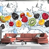 Modern Simple Stereo Fresh Fruit Fall Into Water Photo 3D Wallpaper Wall Murals, Kiwi Fruit Mulberry Yellow Peach Large Wallpaper Mural, Bedroom Wall Painting Home Decoration,137.8