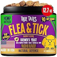 Flea and Tick Prevention for Dogs – 90 Bacon Soft Chews Dog Flea & Tick Control – Natural Flea and Tick Treatment with Garlic, Hemp, Vitamin B Complex – with No Preservatives