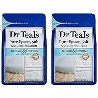 Dr. Teals Ginger & Clay Pure Epsom Salt Bath Soaking Solution Gift Set (2 Pack, 3lbs ea.) - Detoxify & Energize with Ginger & Clay Cleanses Body of Harmful Toxins - Relieves Daily Stress at Home