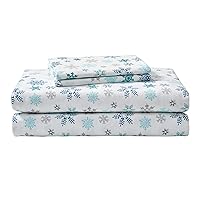 Eddie Bauer - Flannel Collection - Cotton Bedding Sheet Set, Pre-Shrunk & Brushed for Extra Softness, Comfort, and Cozy Feel, Twin, Tossed Snowflake