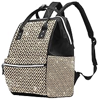 Grunge Chevron Black White Orange Zigzag Diaper Bag Backpack Baby Nappy Changing Bags Multi Function Large Capacity Travel Bag