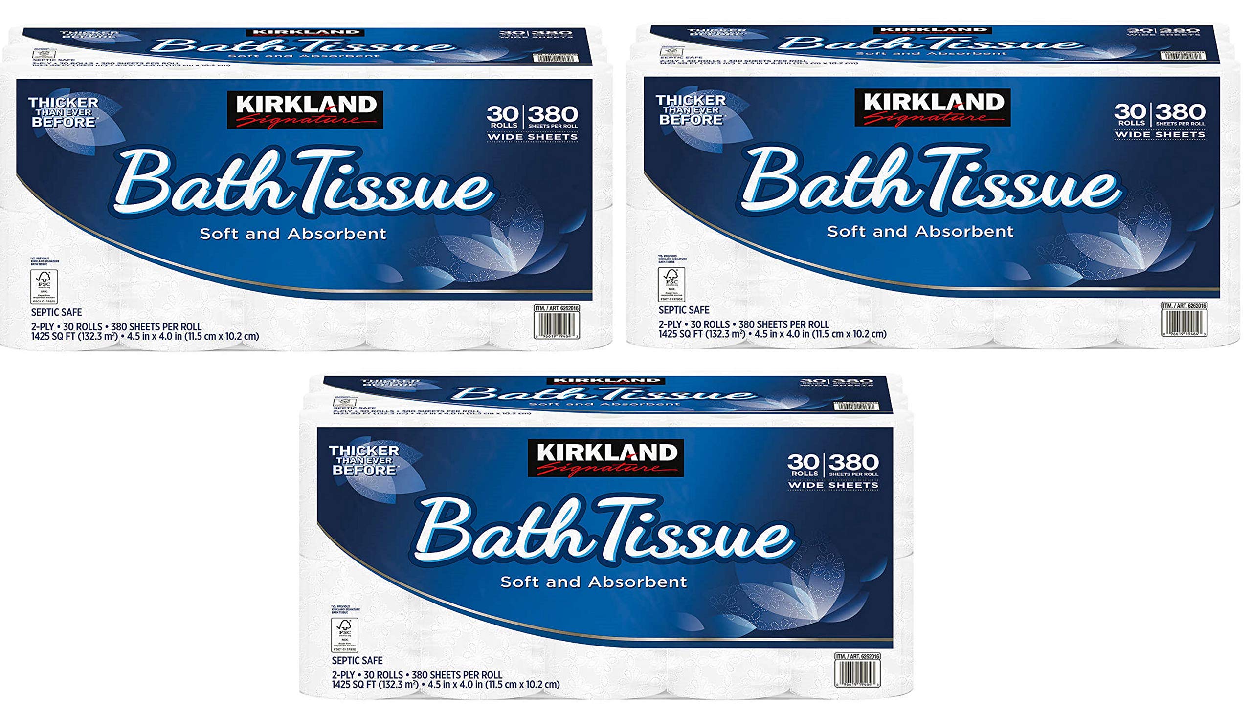 Kirkland Signature Bath Tissue, 2-Ply, 425, 3 Pack (30 count)
