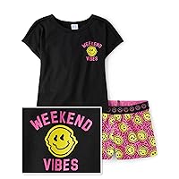 Girls Sleeve Top and Shorts 2 Piece Pajama Set