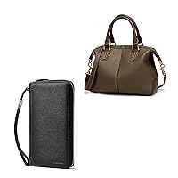 DORIS&JACKY Women Leather Wallet Rfid Blocking Large Capacity Zipper Around Travel Wristlet Bags… (Goatskin-Large black)