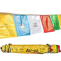 Tibetan Prayer Flag - Mantra of Sitatapatra,White Parasol - Multicolor 10 Ft 12 Flags,Lungta Flags For Buddhist Altar,Outdoor Home Decor