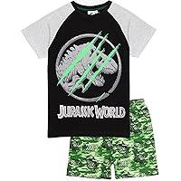 Jurassic World Pyjamas Boys Kids Camo T-Shirt Shorts Or Trousers Options