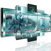 LUDUHU Turquoise Orchid Flowers Canvas Print - Abstract Green Floral Poster, Orchid Wall Art Painting Decor for Home Decoration Artwork Picture Bedroom Green Floral (A,Oversize 40x20inch)