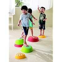 Rainbow River Stones Walking Game - Assorted Sizes - Set of 6 - Assorted Colors