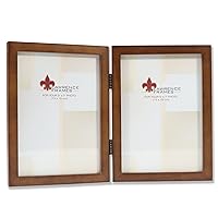 Lawrence Frames 766057D Nutmeg Wood Hinged Double Picture Frame, 5 by 7-Inch