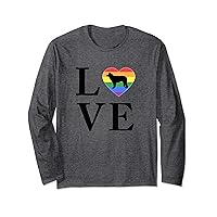 Love Dog Welsh Sheepdog Heart Rainbow Pride Flag Long Sleeve T-Shirt