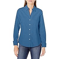 Foxcroft Womens Lauren Non-Iron Pinpoint Ls Shirt Mountain Blue 2 One Size