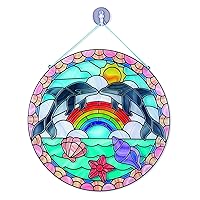 Melissa & Doug Stained Glass Dolphin Art Kit| Arts and Crafts for Kids age 5+ | Kids Craft Kits | Kids Activity Window Art | Sticker Art | Animal Stickers | Mess Free Activity | Gifts for Boys & Girls