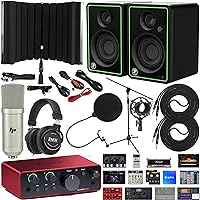 Focusrite Scarlett Solo 4th Gen 2x2 Audio Interface Recording Kit with Exclusive Creative Music Production Software Pack with CR3-X Creative Reference Multimedia Monitors & Isolation Recording Shield
