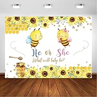 Avezano Bee Gender Reveal Backdrop He or She What Will Baby Bee Couples Bumble Gender Reveal Photography Background for Party Photoshoot Decorations Banner (7x5ft)