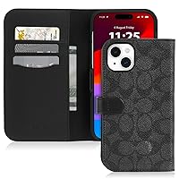 Coach Signature Canvas Two Piece Detachable Wallet Folio iPhone 15 Case, Compatible with Wireless Charging - Signature Charcoal