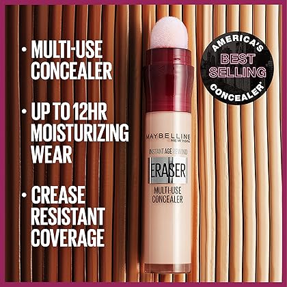 Maybelline New York Instant Age Rewind Eraser Dark Circles Treatment Multi-Use Concealer, 110, 1 Count (Packaging May Vary)