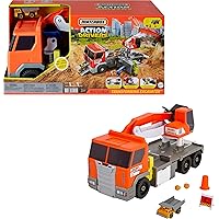 Matchbox Cars Playset, Action Drivers Transforming Excavator, Large Toy Truck, 1:64 Scale Construction Vehicle & 4 Accessories