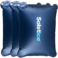 SOLSTICE Leakproof Large Capacity Reusable Ice Bags (3-Pack) for Cooler Cold Plunge Tubs Lunch Box | 4.5L / 8.6 Lbs. of Frozen Ice Per Bag | Add Water & Freeze | Heavy Duty 14G Material W/Water Valve