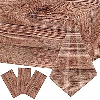 3 Pieces Wood Grain Tablecloths Rustic Plastic Table Covers for Rectangle Table Brown Wood Vintage Farmhouse Table Cloth Decorations for Western Barn Themed Birthday Wedding Party