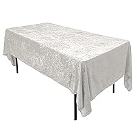 AK TRADING CO. Lush Panne Velvet Tablecloth - 60 x 102 Inch Rectangular Table, White