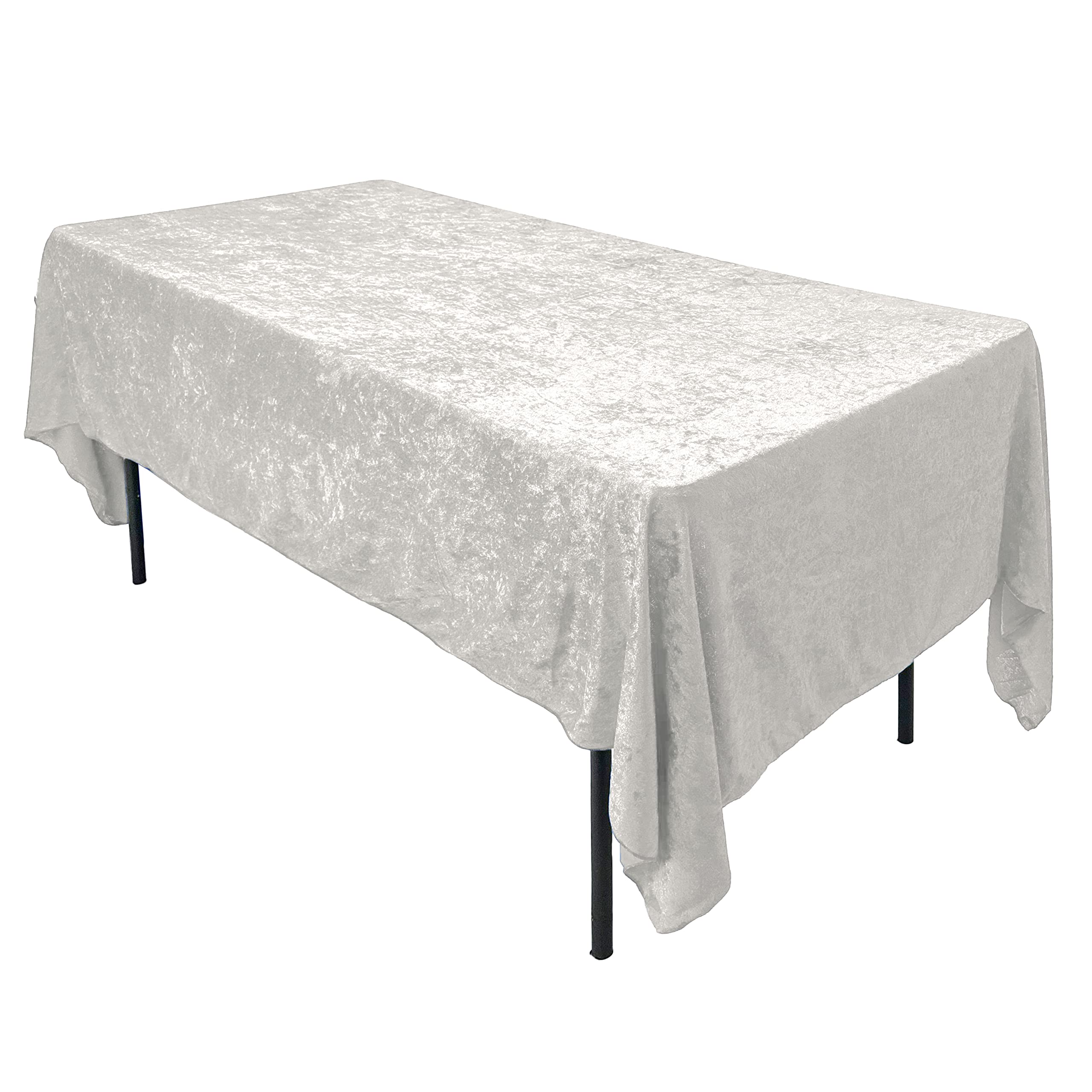 AK TRADING CO. Lush Panne Velvet Tablecloth - 60 x 102 Inch Rectangular Table Cover | Great for Buffet Table, Parties, Holiday Dinner, Wedding & Baby Shower (White, 60 x 102 Inch)