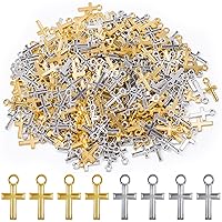 PAGOW 400 PCS 16 x 8 MM Cross Crucifix Charm For Jewelry Making, Mini Zinc Alloy Cross Bead Connector, Crosses Charm Pendants For Making Necklace, Bracelet (L x W: 0.63 x 0.32 Inch / 16 x 8 MM)