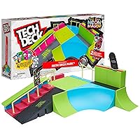 Tech Deck, Neon Mega Park X-Connect Creator, Customizable Glow-in-The-Dark Ramp Set with 2 Blind Skateboard Fingerboards, 90+ Pieces, Gift for Ages 6+