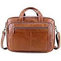 leather men's briefcase, large capacity messenger bag, laptop handbag, holiday gift travel crossbody bag